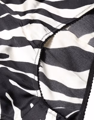 Black White Zebra High Waist Girdle Panty Underwear