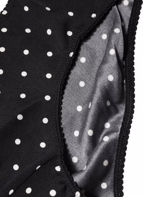 Black Polka Dots Mid Waist Brief Panty Underwear