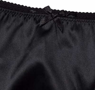 Black Silk Stretch Mid Waist Brief Panty Underwear