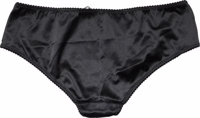Black Silk Stretch Mid Waist Brief Panty Underwear