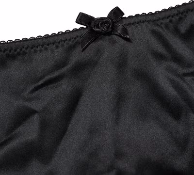 Black Silk Stretch Mid Waist Brief Panty Underwear