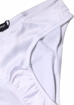 White Silk Stretch Mid Waist Brief Panty Underwear