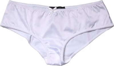White Silk Stretch Mid Waist Brief Panty Underwear