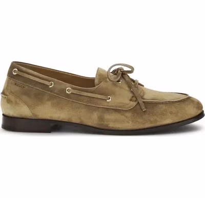 Beige Buffalo Leather Slip-On Loafers