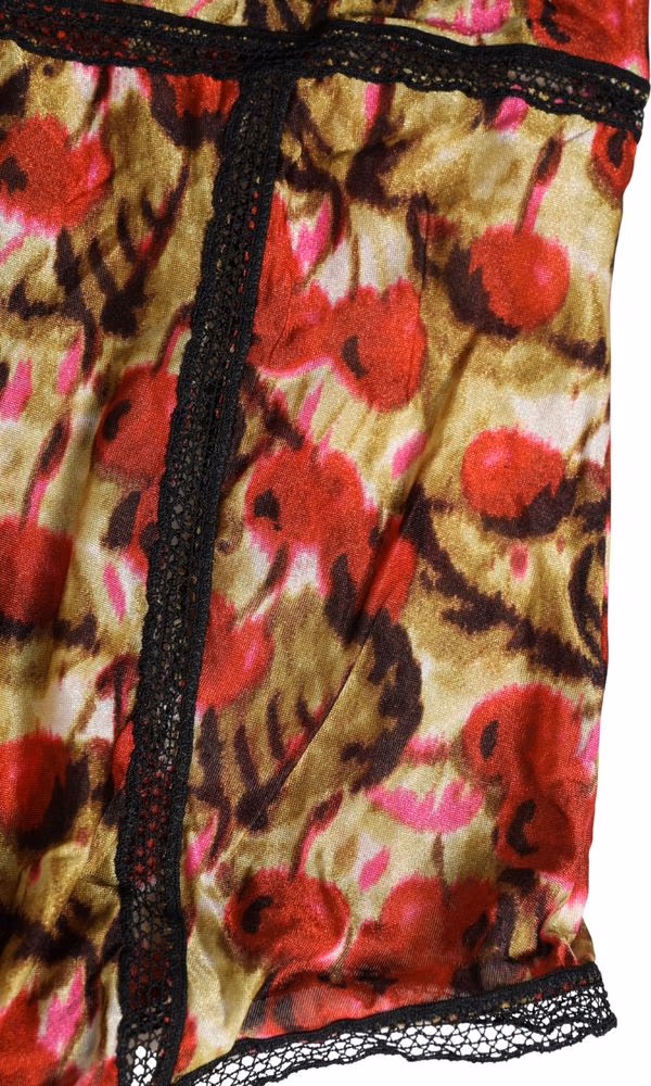 Roberto Cavalli Multicolor CherryPrint Lace Bodysuit Underwear