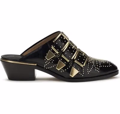 Black Calf Leather Bos Taurus Mules