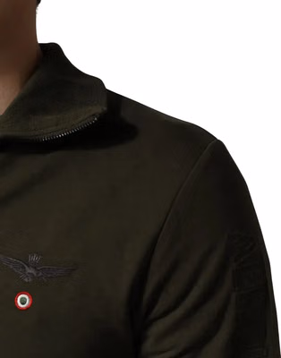 MilitaryGreen HalfZip Sweatshirt Sweater