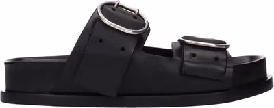 Black Leather Slippers