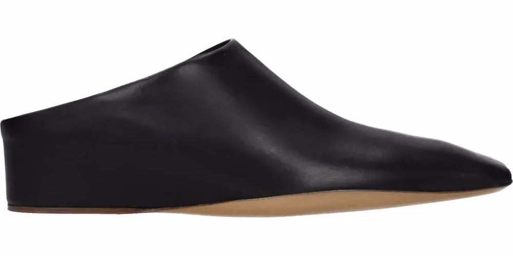 Jil Sander Black Leather Slippers