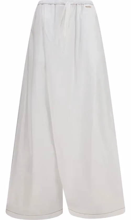Marni White Cotton Casual Pants