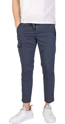 Blue Cotton Cargo Pants