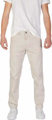 Beige Cotton Casual Pants