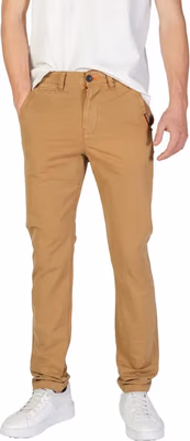 Beige Cotton Skinny Pants