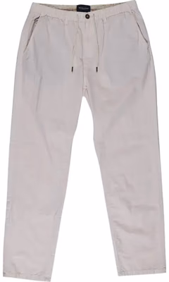 Beige Cotton Casual Pants