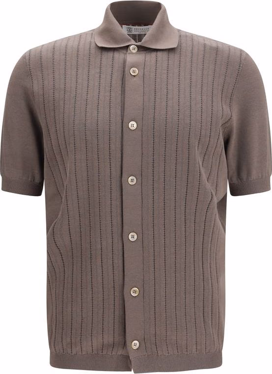 Brunello Cucinelli Brown Cotton Polo Shirt