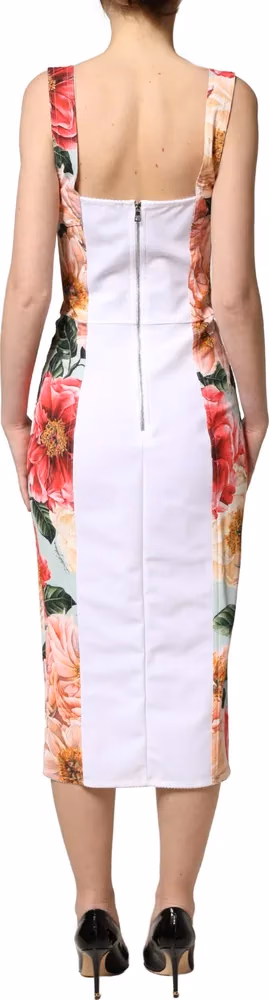 Dolce & Gabbana Multicolor Floral Print Viscose Sheath Dress