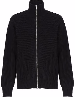 Black Alpaca Leather Cardigan