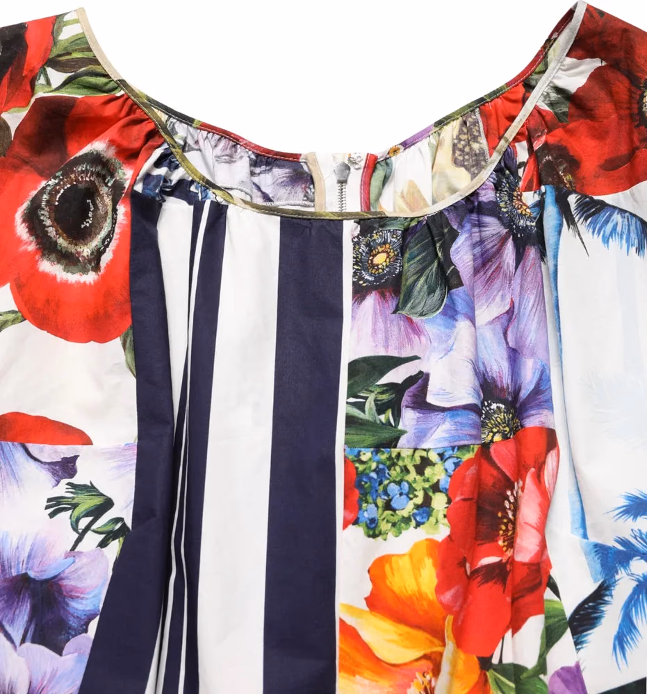 Dolce & Gabbana Multicolor Patchwork Cotton Poplin Mini Dress
