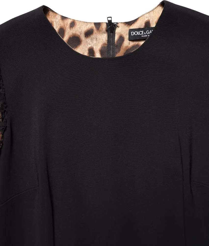 Dolce & Gabbana Black Viscose Lace Long Sleeves Mini Dress