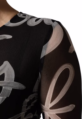 Black White Long Sleeve Printed Mini Dress
