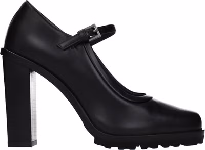 Black Leather High Heel Pumps