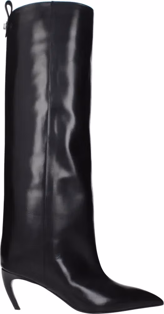 The Attico Black Leather High Heel Boots
