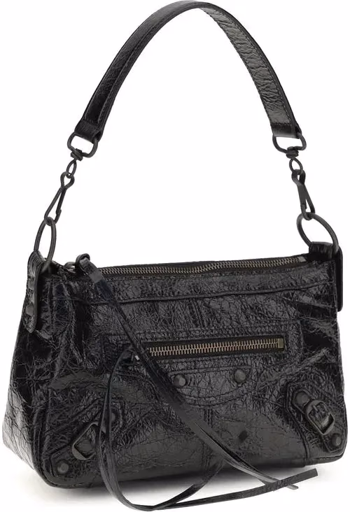 Balenciaga Black Lamb Ovis Aries Aries Shoulder Bag