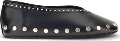 Black Polyurethane Ballet Flats