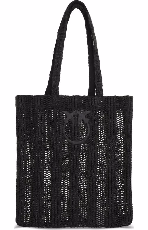 PINKO Black Raffia Shoulder Bag