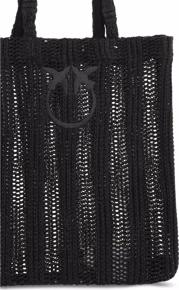 PINKO Black Raffia Shoulder Bag