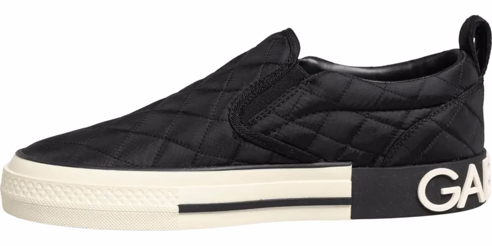 Dolce & Gabbana Black Quilted Slip On Low Top Sneakers Shoes