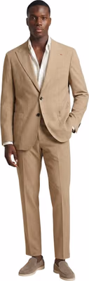 Beige Polyester Two-Piece Suit