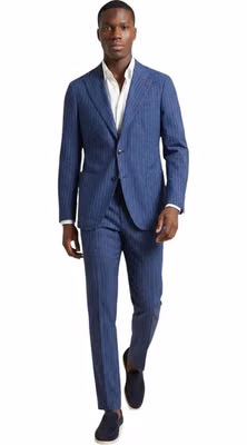 Blue Polyester Two-Piece Suit