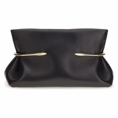 Black Napa Leather / Calf Bos Taurus Clutch Bag