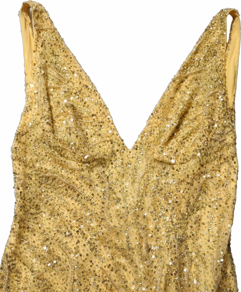 Dolce & Gabbana Gold V-neckline Mermaid Sequinned Gown Dress