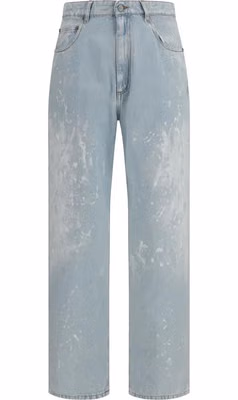 Blue Cotton Straight-Leg Jeans