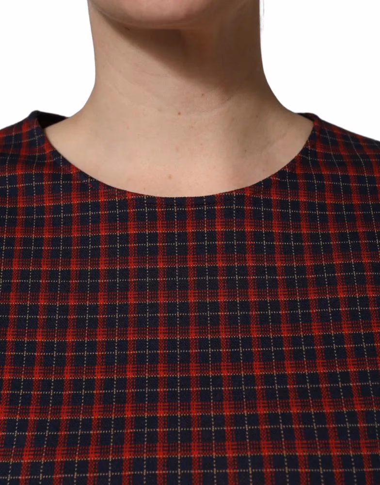 Dolce & Gabbana Red Black Checkered ShortSleeve Sheath Dress