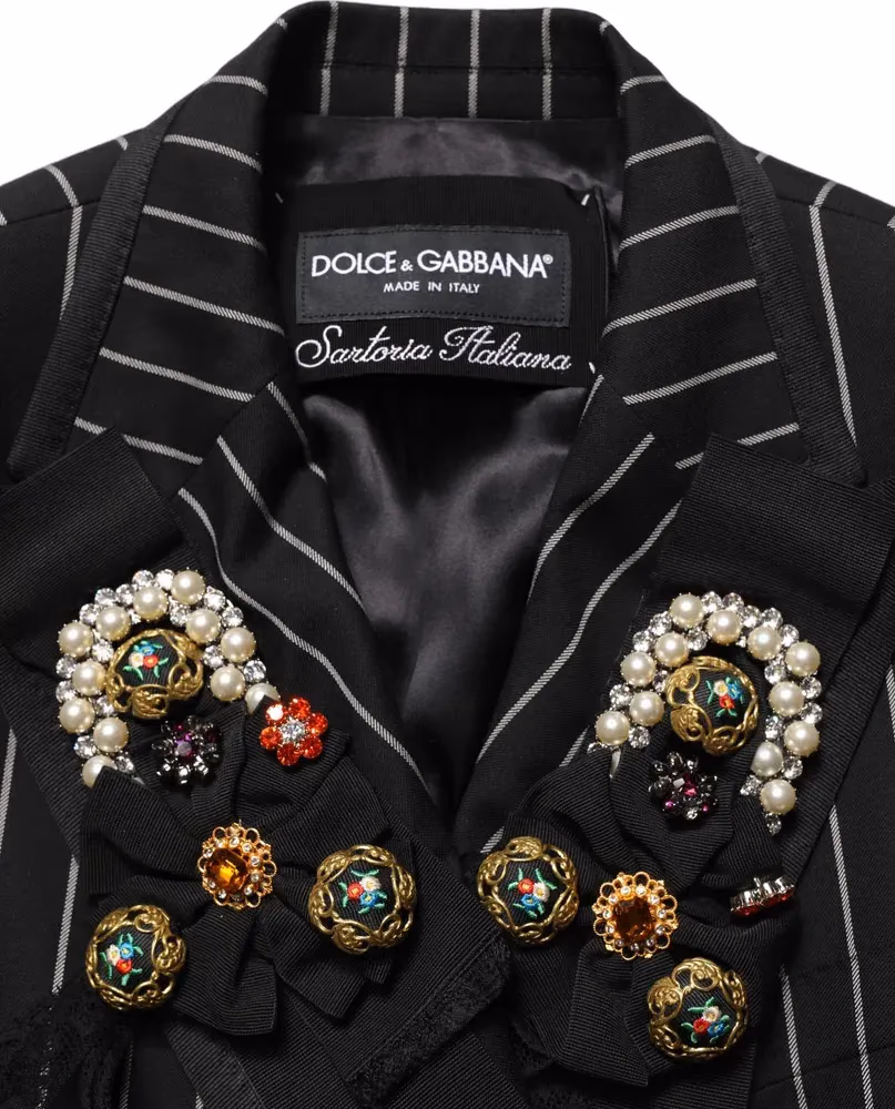 Dolce & Gabbana Black Stripe Double-Breasted Blazer Jacket