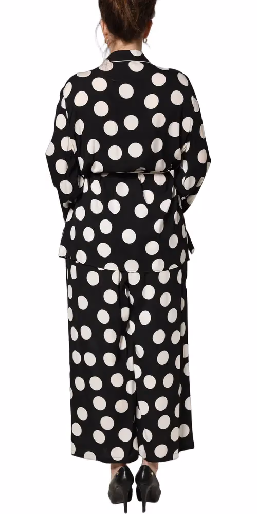 Dolce & Gabbana Black White Polka Dot Pajama 2 Piece Set Sleepwear