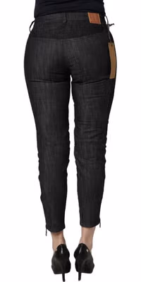 Black Cotton Mid Waist Skinny Denim Jeans