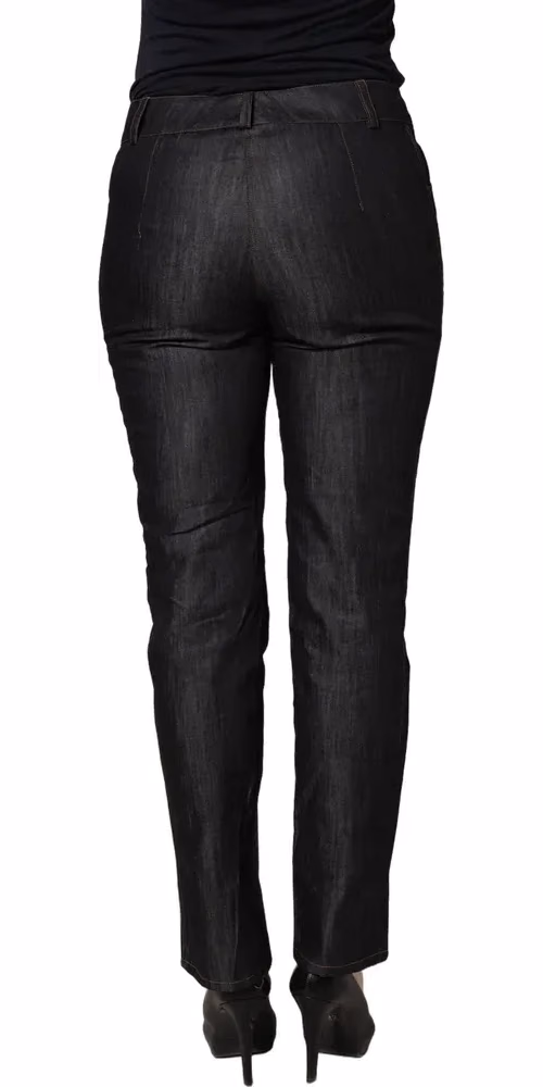 BENCIVENGA Black Cotton Mid Waist Skinny Denim Trouser Jeans