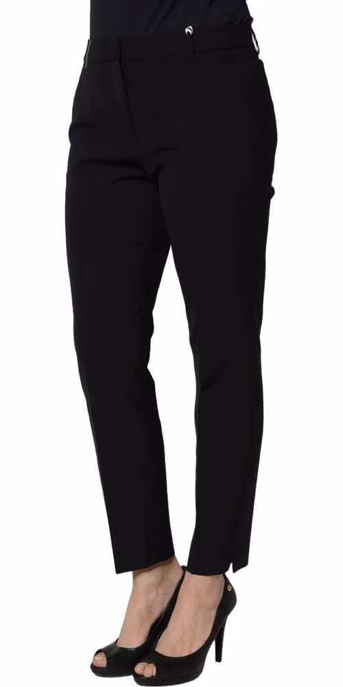 Peserico Black Skinny Mid Waist Chino Women Trouser Pants
