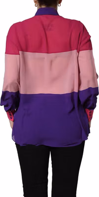 Multicolor Silk Patchwork Shirt Blouse Top
