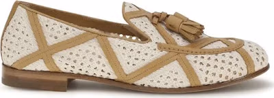 Beige Linen Slip-On Loafers