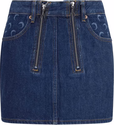 Blue Cotton Mini Skirt