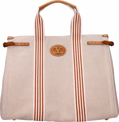 Beige Fabric Handbag