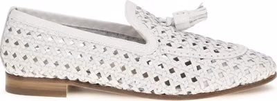 White Calf Leather Bos Taurus Slip-On Loafers