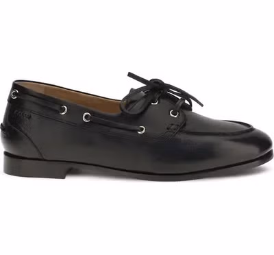 Black Calf Leather Bos Taurus Slip-On Loafers