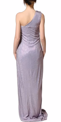 Purple Crystal OneShoulder EveningGown Dress