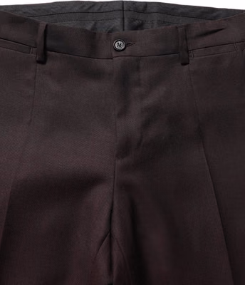 Brown Straight Leg Dress Silk Trousers Pants